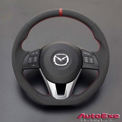别注限量版 13-16 马自达2,3,CX-3,CX-5 AutoExe D型平底真皮方向盘