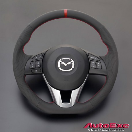 别注限量版 13-16马自达2,3,CX-3,CX-5 AutoExe D型平底真皮方向盘